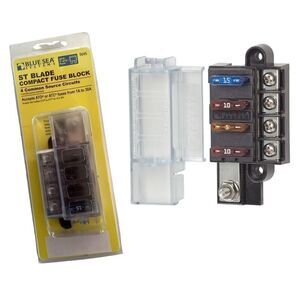 Blue Sea Systems 5045 ST Blade Fuse Block Compact 4 Circuit with Cover